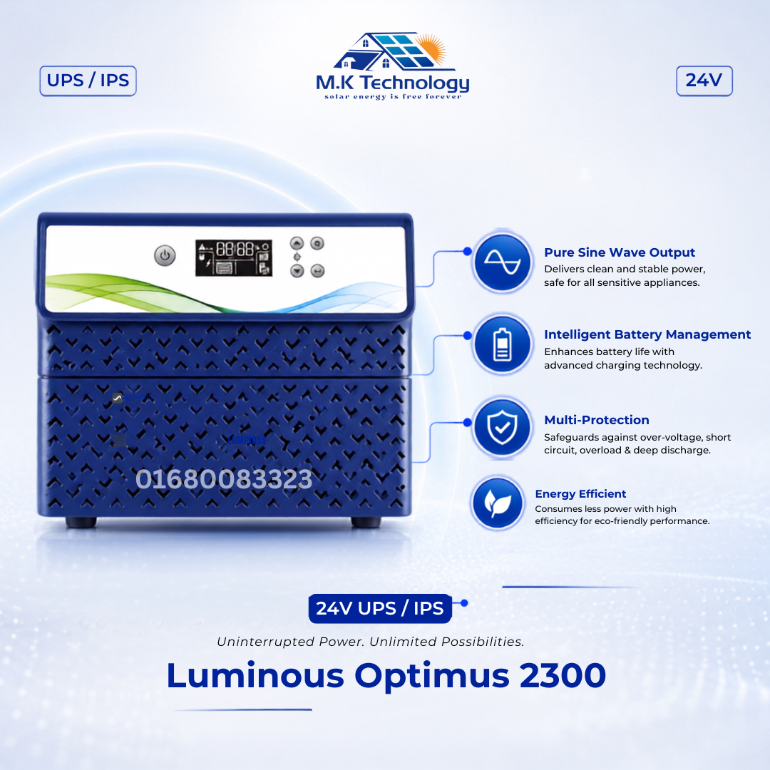 Luminous Optimous 2300 24V Pure Sine Wave UPS IPS Luminous Optimus 2300 24V Pure Sine Wave UPS/IPS Price in BD 2026 - Image 1