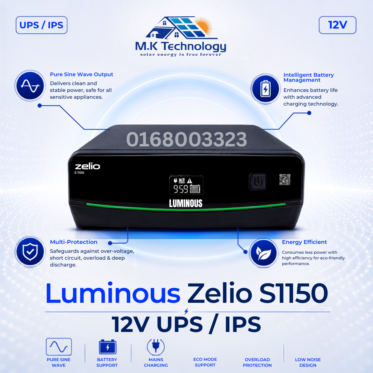 Luminous Zelio S 1150 12V Pure Sine Wave UPS IPS Luminous Zelio S 1150 12V Pure Sine Wave UPS/IPS Price in BD 2026 - Image 1